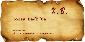 Kopsa Beáta névjegykártya