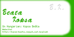 beata kopsa business card